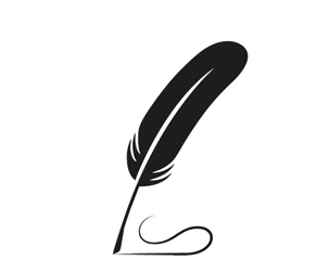 StoryCrew logo: a quill pen